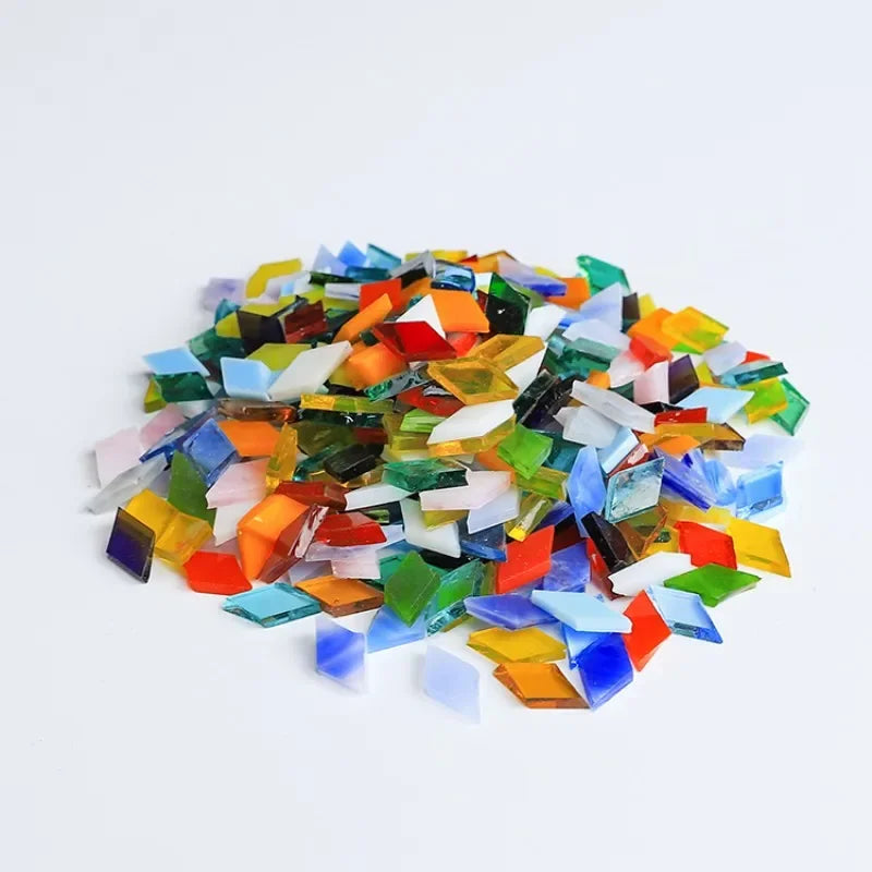 200g Diamond Shape Mosaic Mica Stained Glass Mosaic Tiles Mosaic Making Tiles for Puzzle Art DIY Craft Lamp Table Accessories
