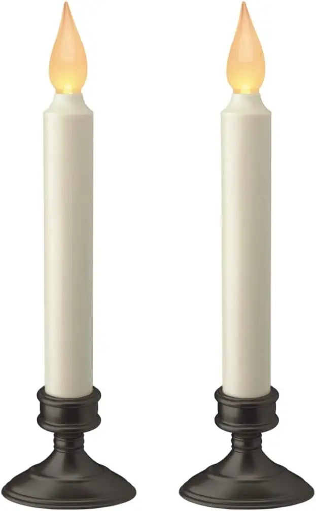 Battery LED Window Candle with Dusk-to-Dawn Sensor, Amber Flicker Flame, 8-7/8 Inch, Bronze Base - 4 Pack