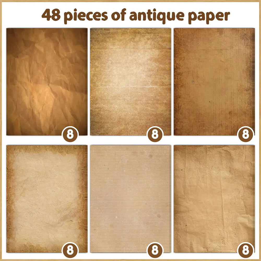 For Fun 48 Sheets Vintage Scrapbook Material Paper DIY Junk Journal Collage Photo Album Retro Background Paper A4 Printing Paper