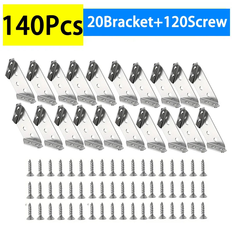 Stainless Steel Corner Brackets with Screws 90° Right Angle for Wood Furniture Shelves Cabinets Corner Connector 1-30PCS