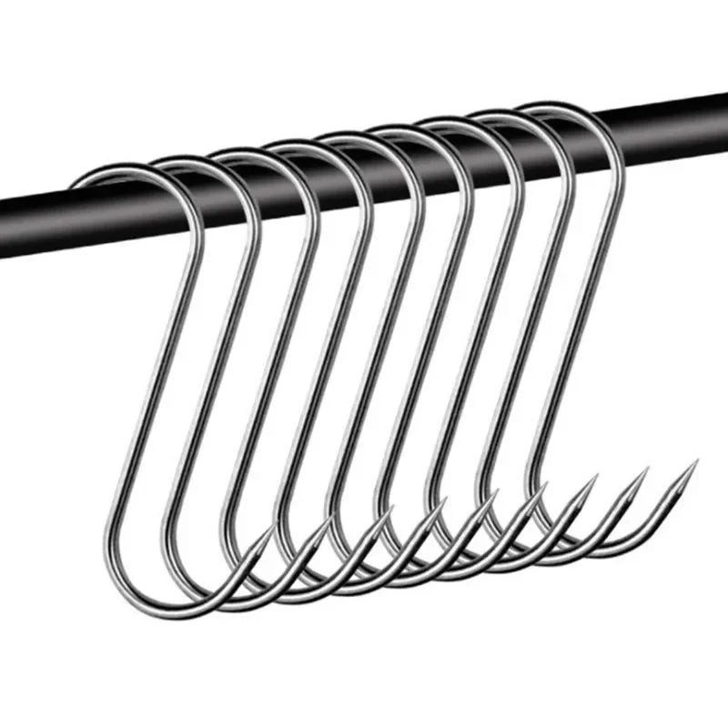 Stainless Steel S-hook With Pointed Tip Meat Hanger Hook Baking Tools for Butcher Shop Kitchen Hooks Home Storage Organization