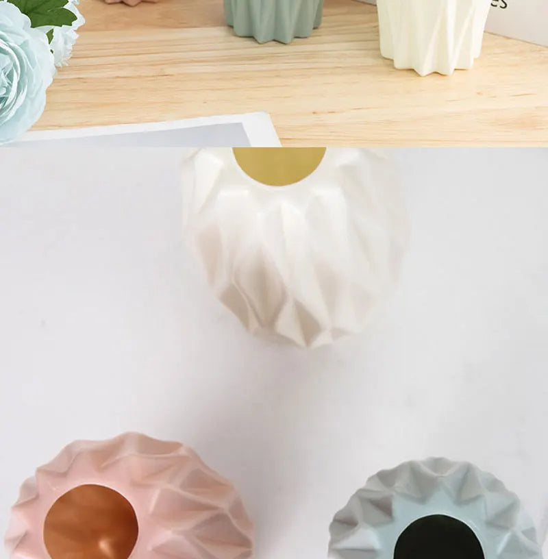 Diamond Pattern Plastic Smooth Vase Plants Basket Nordic Wedding Decorative Dining Durable for Living Room Bedroom Home Decora