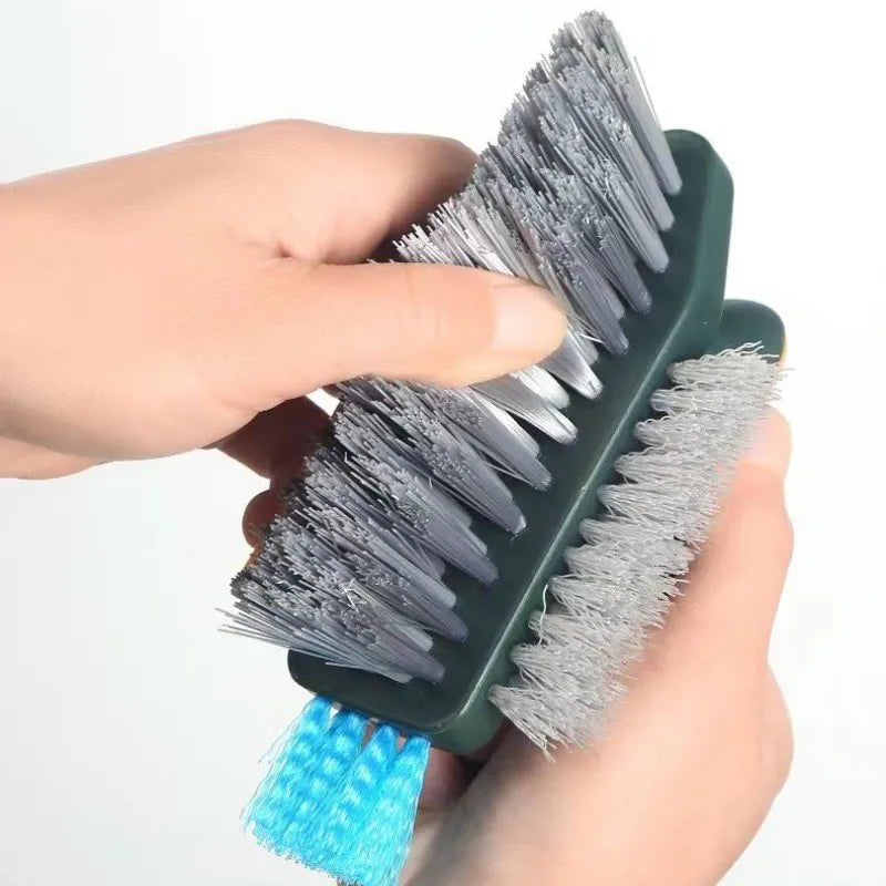 3-in-1 Gap Brush – Plastic, Scrapes Water & Brushes Dust, V-Shaped Bristles 90° Dead Angle Free for Bathroom & Floor