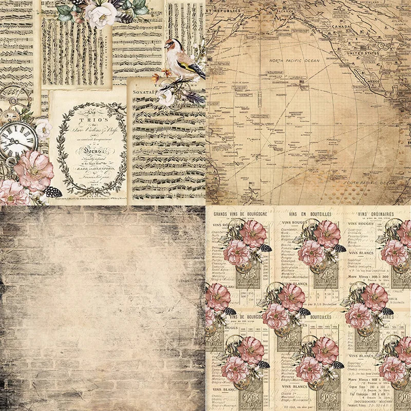12 Sheet Scrapbooking Paper 15x15cm, Christmas Journal Planner Paper Pad Cardstock Backgrounds Card for DIY Art Craft Decoration