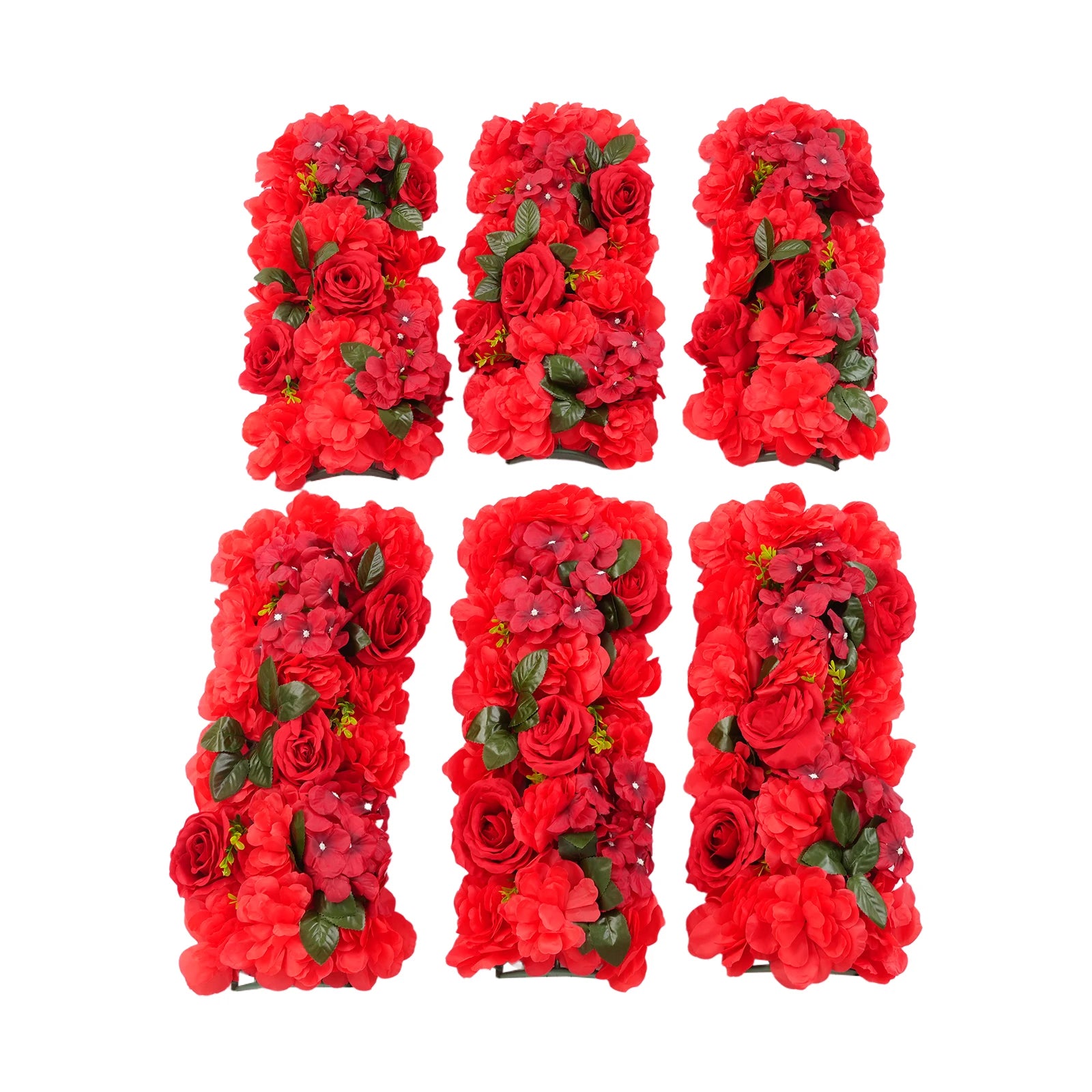 6pcs Artificial Flower Wall Background Wedding Parties Flower Wall Mat Artificial Flower Wall Panels Red Rose Decor