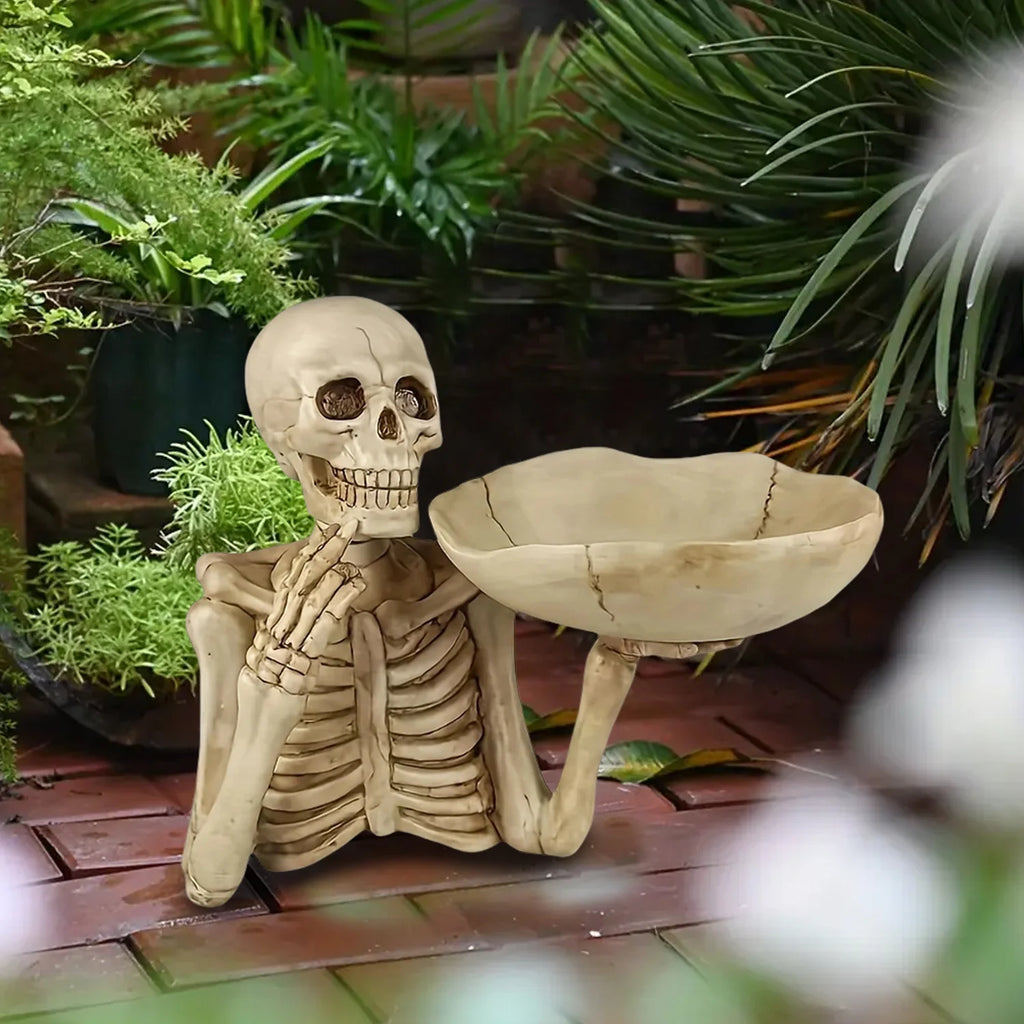 Halloween Candy Bowl resin skeleton tray decoration with bowl. Unique skeleton design suitable for indoor and outdoor decoration