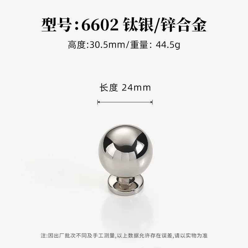 French titanium-silver cabinet door handle Solid zinc-alloy Cupboard & wardrobe pulls single-hole drawer knob  Furniture handle