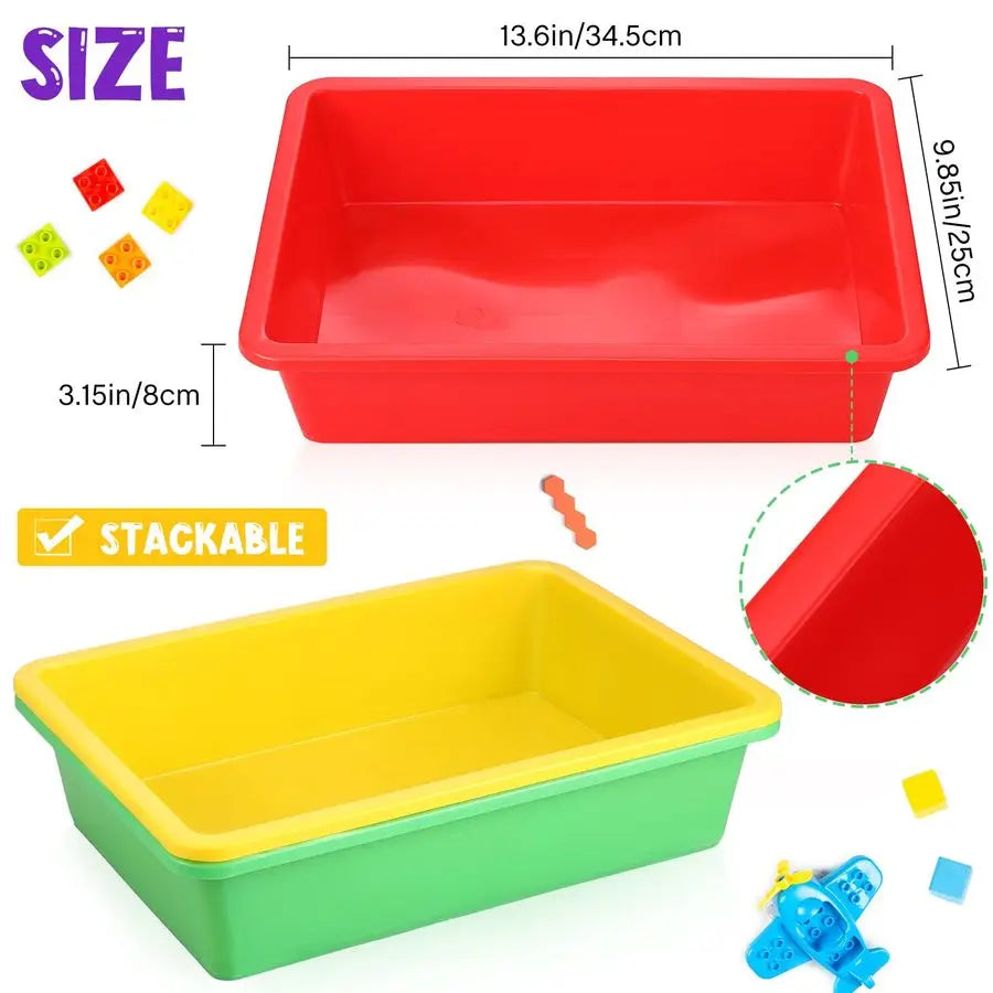10 Pcs Flat Storage Organizer Tray Bin Letter Size Paper Tray for Classroom Plastic Stackable File Organizer for School Office T