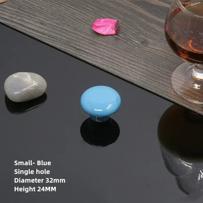 Colorful Ceramic Door Handles Round Cabinet Knobs Cupboard Drawer Wardrobe Pull Knob Furniture Candy Color Accessories