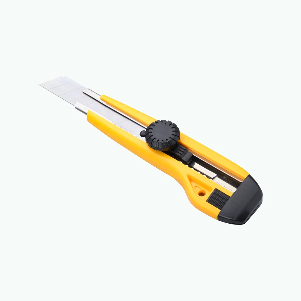 Plastic Utility Knife Stainless Steel Slot 18mm Snap off Blade Retractable Box Cutter Opener RX32144 Trimming Knife Factory Sell