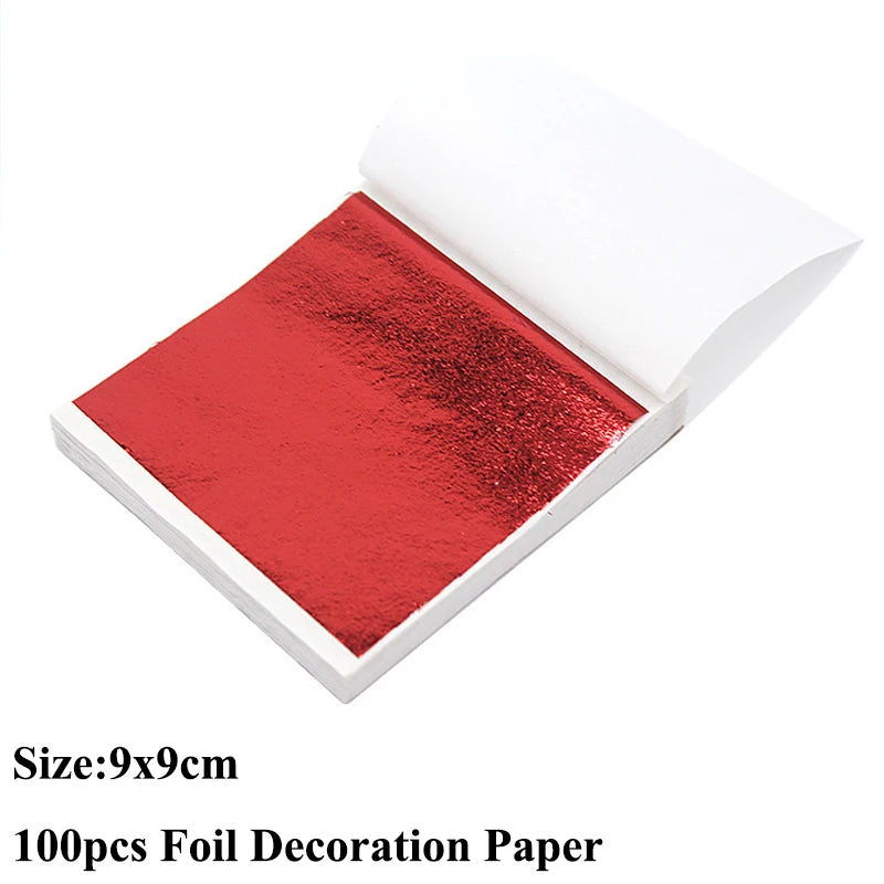 100pcs Imitation Gold Sliver Copper Foil Paper DIY Resin Candle Plaster Craft Leaf Flake Gilding Sheets Art Nail Home Decoration
