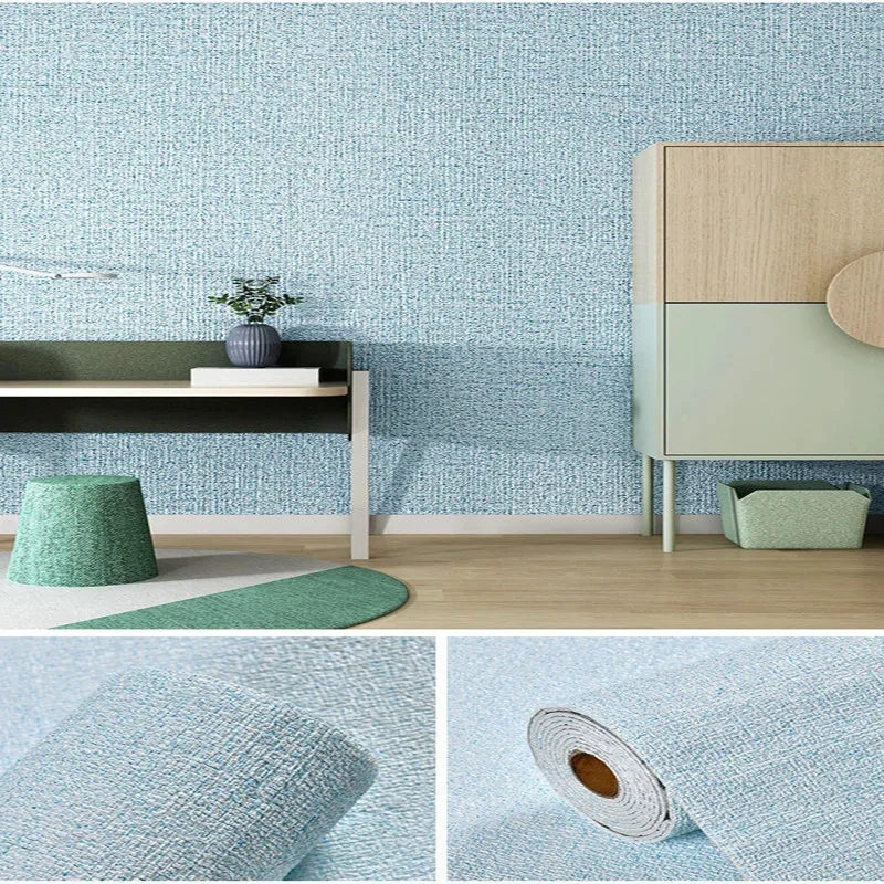 Linen 3D Foam Self-adhesive PVC Solid Color Thickened Waterproof Background Wall Renovation Wallpaper Wall Stickers Home Decor