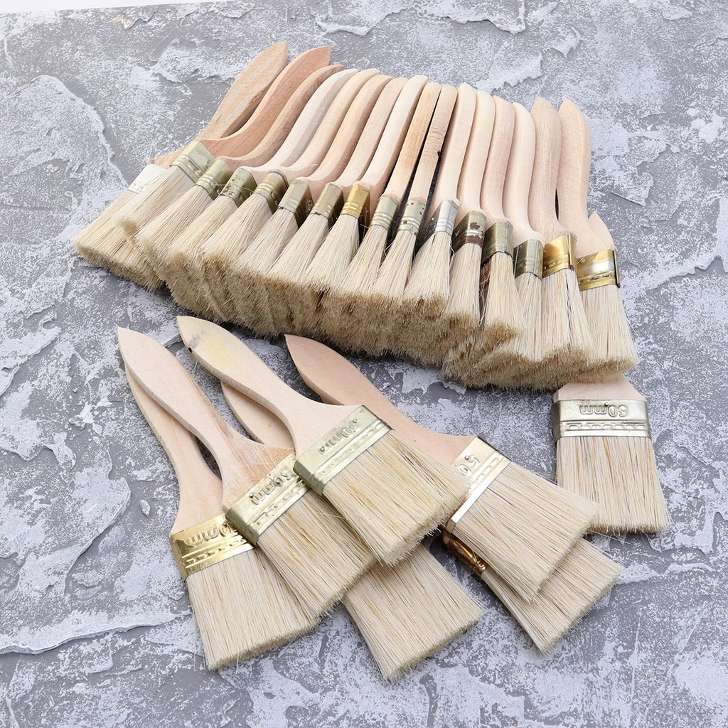 23pcs Paint Brushes Wooden Handle Bristle Brush for Wall Furniture Smooth Painting 2inch Thin Ergonomic supplies