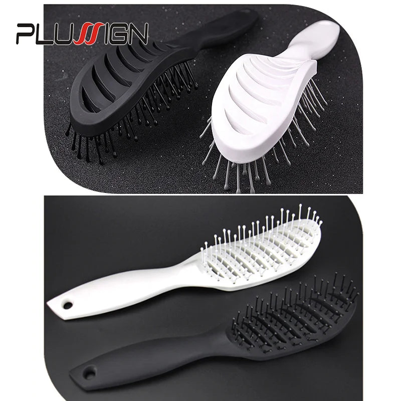 Styling Curly Hair Brush Salon Massager Comb Brush Detangling Drying Brush Anti Static Curved Vent Brush Scalp Massage Comb
