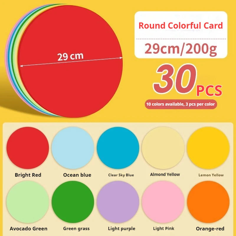 25/29/36 cm Colored Cardstock 200g Round Blank Cardboard Cardstock Sketch Paper for DIY Craft Papercraft Scrapbook Paper Album