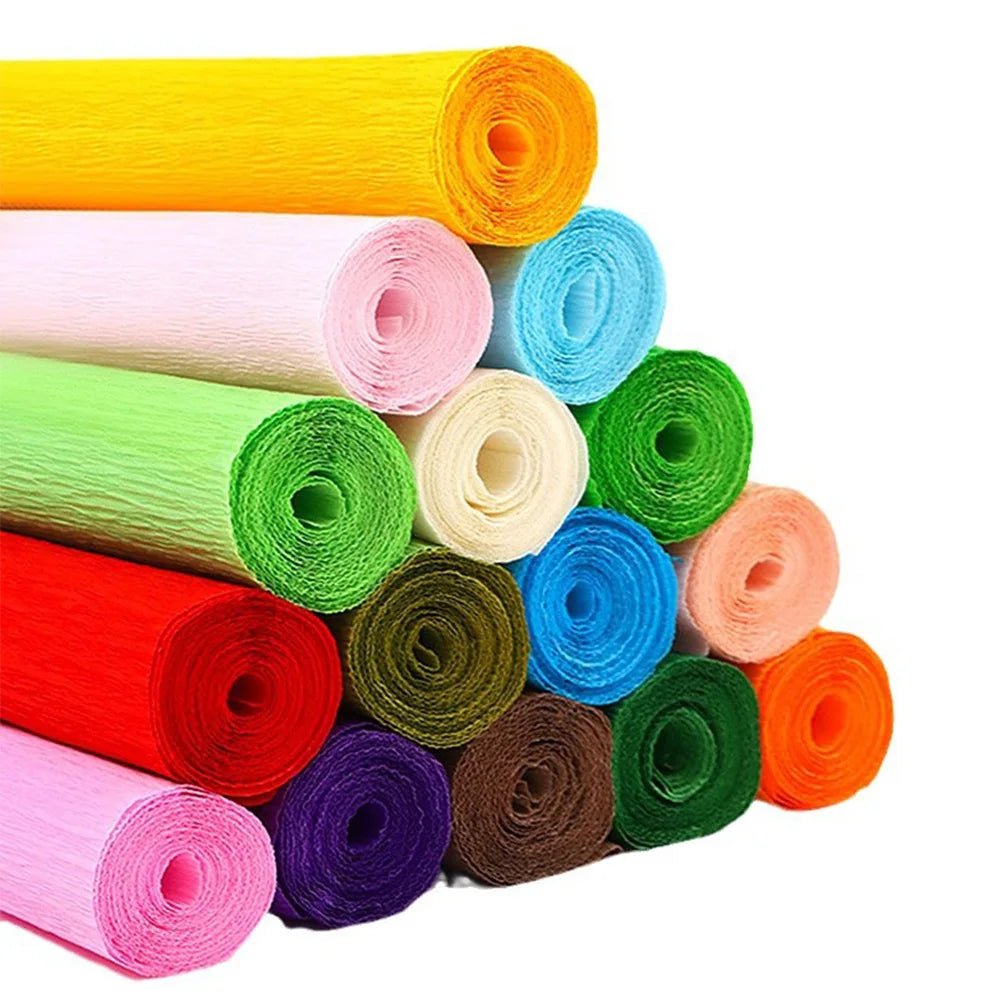 50x250cm Colored Crepe Paper Roll Origami Crinkled Crepe Paper Craft DIY Flowers Decoration Gift Wrapping Paper Craft