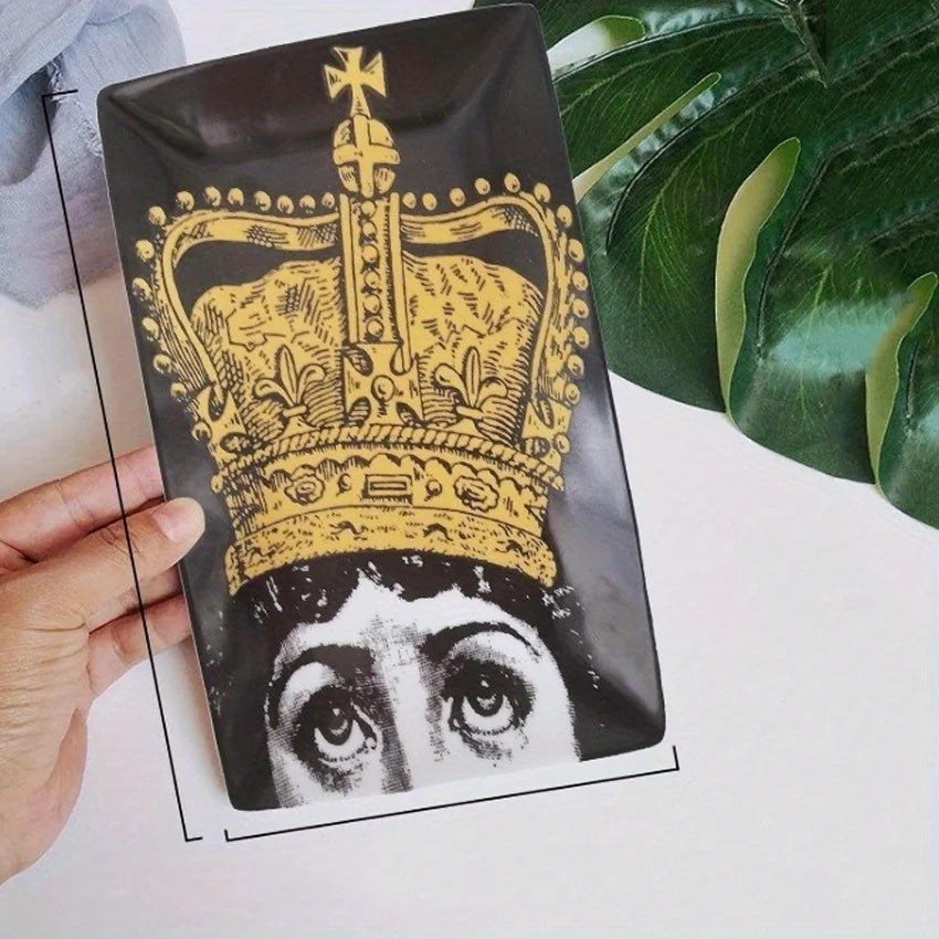 Commemorative tray crown jewelry storage tray Italian face ceramic tray wedding ring tray wall decoration wedding gift