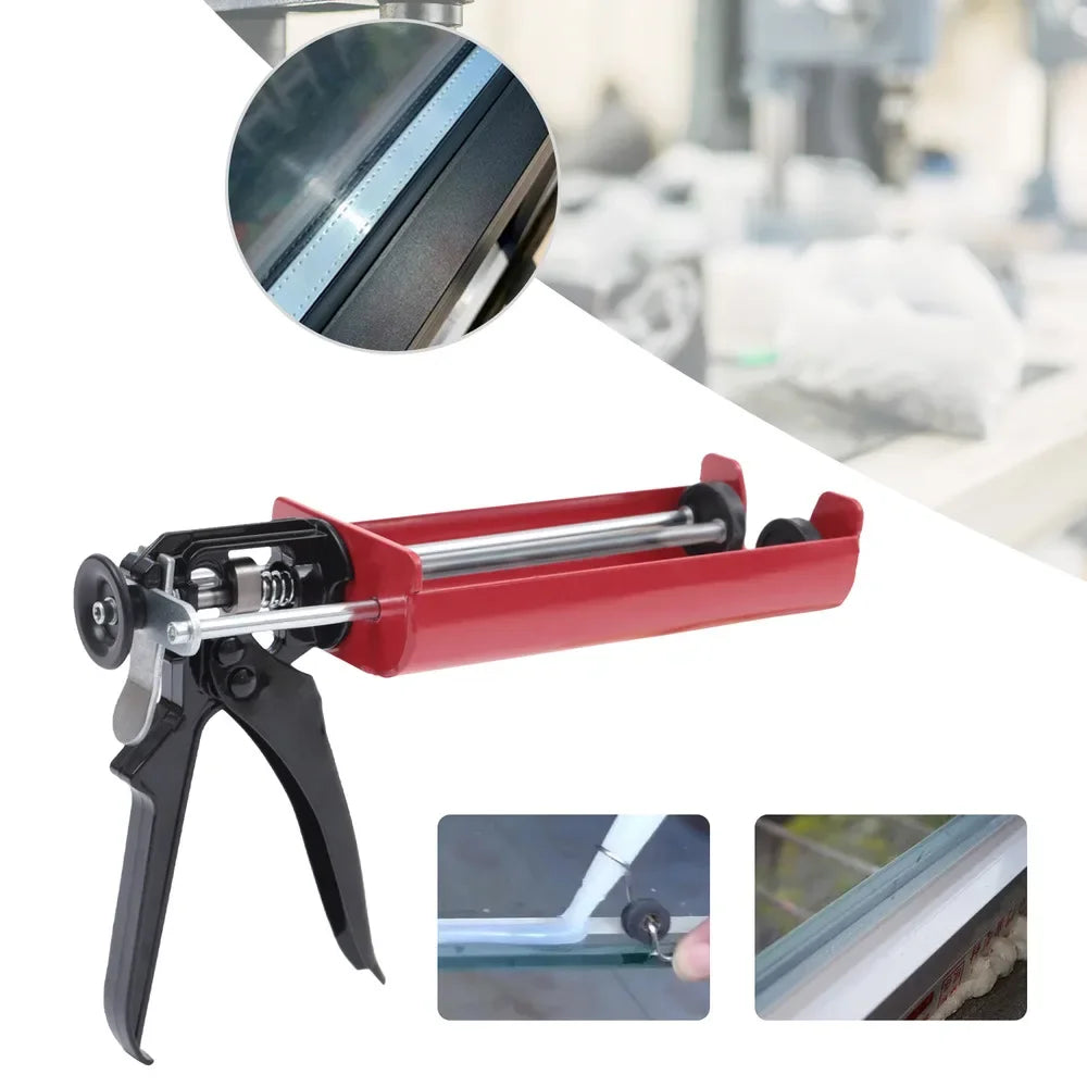 Bymaocar Caulking Manual Glue Gun For Panel Bond Gun Epoxy Gun 400mL(1:1 Mix Ratio)Dual Component Applicator W/ Thicker Push Rod