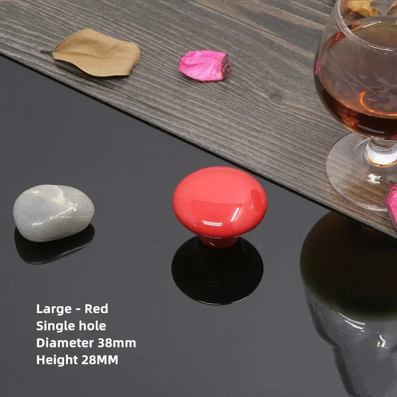 Colorful Ceramic Door Handles Round Cabinet Knobs Cupboard Drawer Wardrobe Pull Knob Furniture Candy Color Accessories