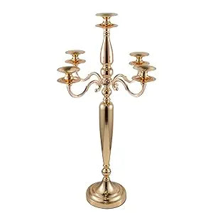 4Pcs 5 Arm Candelabra Candle Holder for Table Centerpieces Gold Metal Candlestick Holder for Wedding Decorative(28 Inch Tall)