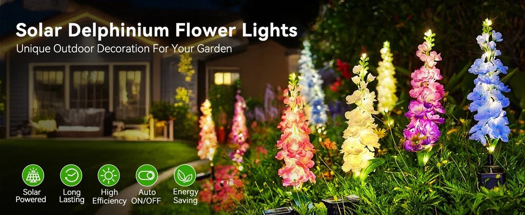 2/4 Pack Upgraded Solar Garden Lights with 36 LEDs, Solar Lights for Outside, Outdoor Solar Flowers Lights for Yard Patio