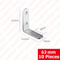 NAIERDI 10 Pack Corner Brace Stainless Steel 90 Degree Angle Corner Brackets L Bracket Firmware for Wooden Shelves,Chairs,Tables