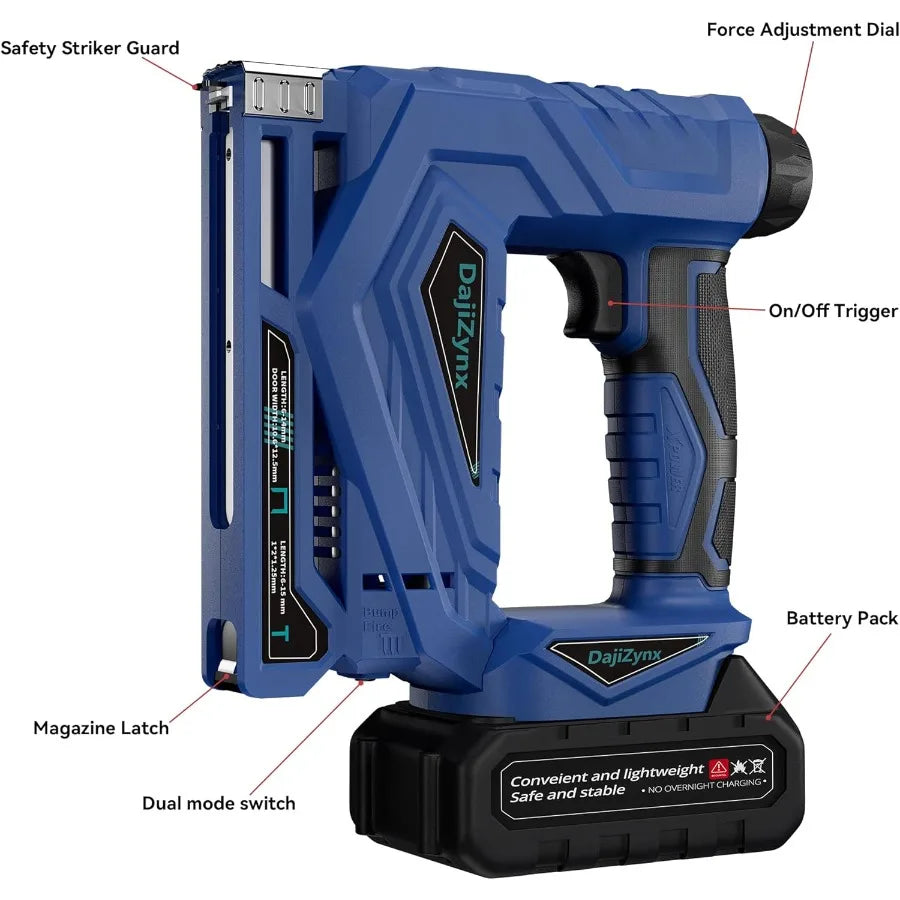 Electric Staple Gun 3/8 Cordless Brad Nailer 2 in 1 Brushless Nail Gun/Staple Gun with 1000 Nails and 1000 Staples Cordless Fix