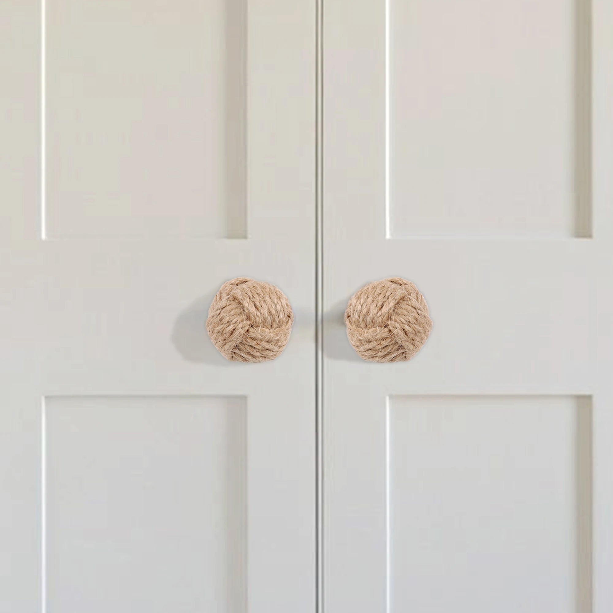 Hemp Rope Drawer Knobs Round Handmade Cabinets Dresser Handles Wood Kitchen Cupboard Wardrobe Door Pulls for Furniture