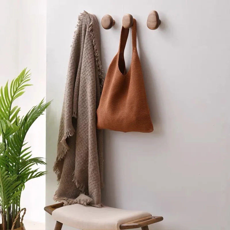 Natural Wooden Wall Mounted Coat Hooks Minimalist Hat Key Hanger Pegs For Hanging Towel Cap Bag Home Entryway Decoration 2025
