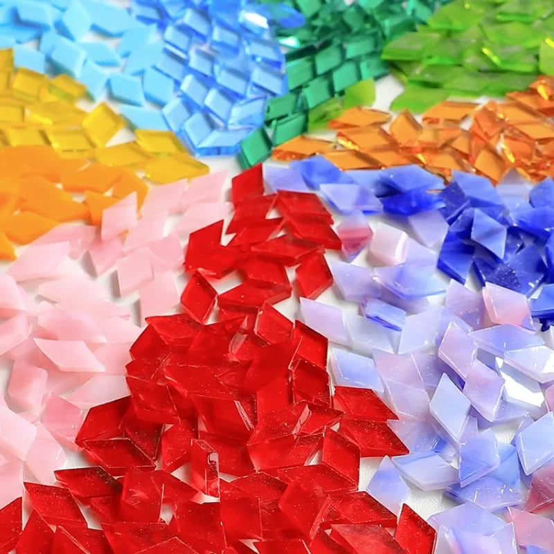 200g Diamond Shape Mosaic Mica Stained Glass Mosaic Tiles Mosaic Making Tiles for Puzzle Art DIY Craft Lamp Table Accessories