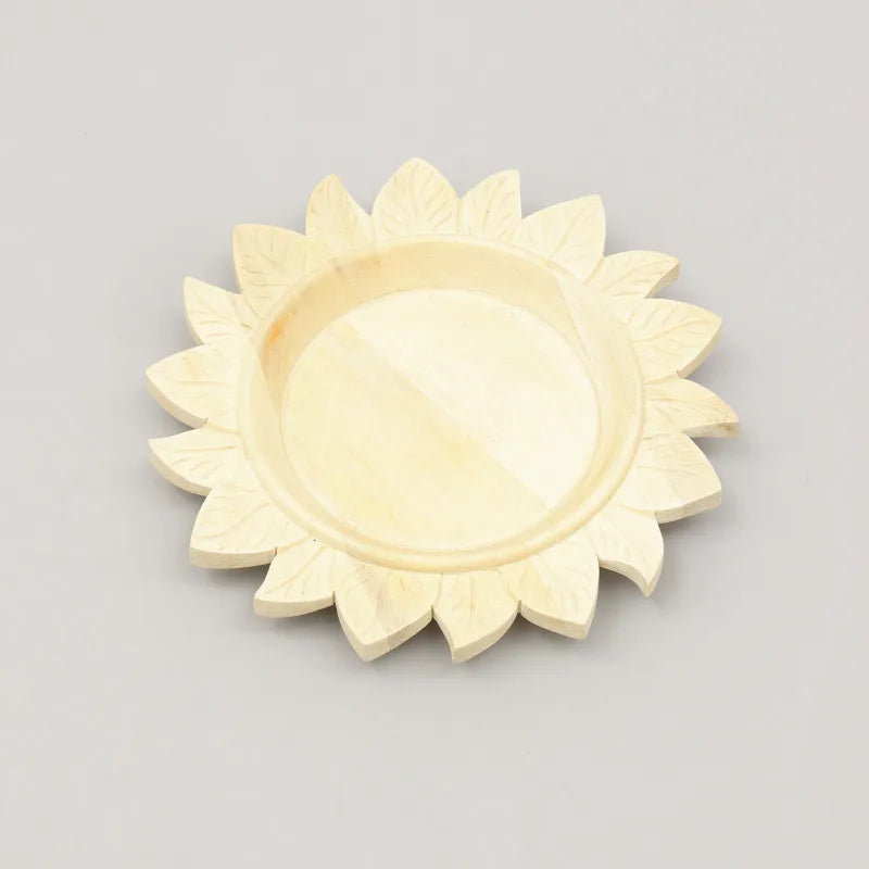 Wooden sunflower shaped heat-resistant tray wooden dining plate wooden tableware environmentally friendly natural and warm