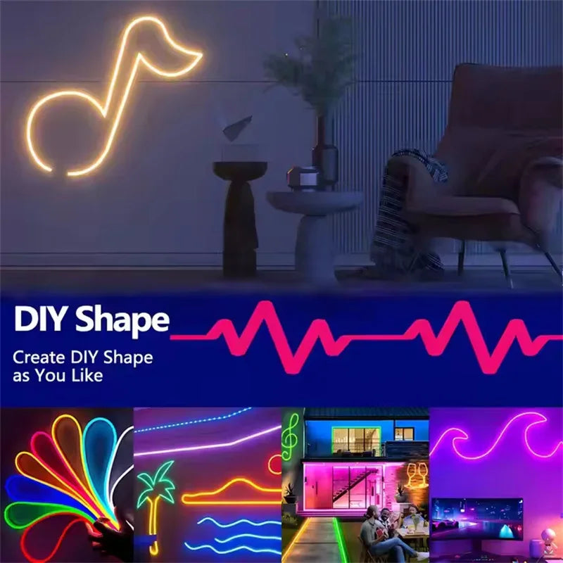 USB Neon Rope Lights,Flexible Led Rope Lights Control with App/Remote,Music Sync Gaming Neon Light Strip for Living Room Bedroom
