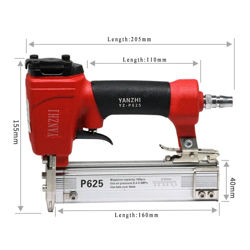 1Pc Pneumatic Staple Gun, 0.63mm Professional Heavy-Duty Finish Nailer Stapler for Wood, Upholstery, Carpet, Wire Fencing