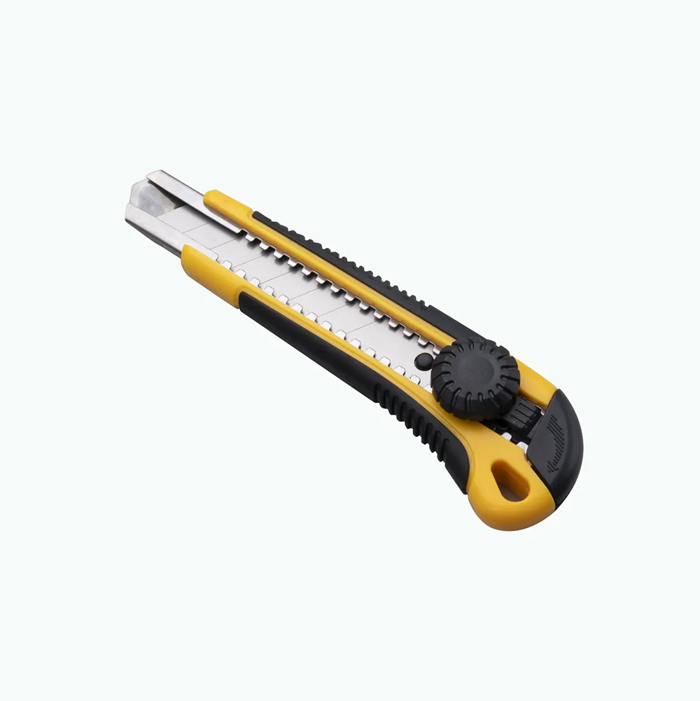Plastic Utility Knife Stainless Steel Slot 18mm Snap off Blade Retractable Box Cutter Opener RX32144 Trimming Knife Factory Sell