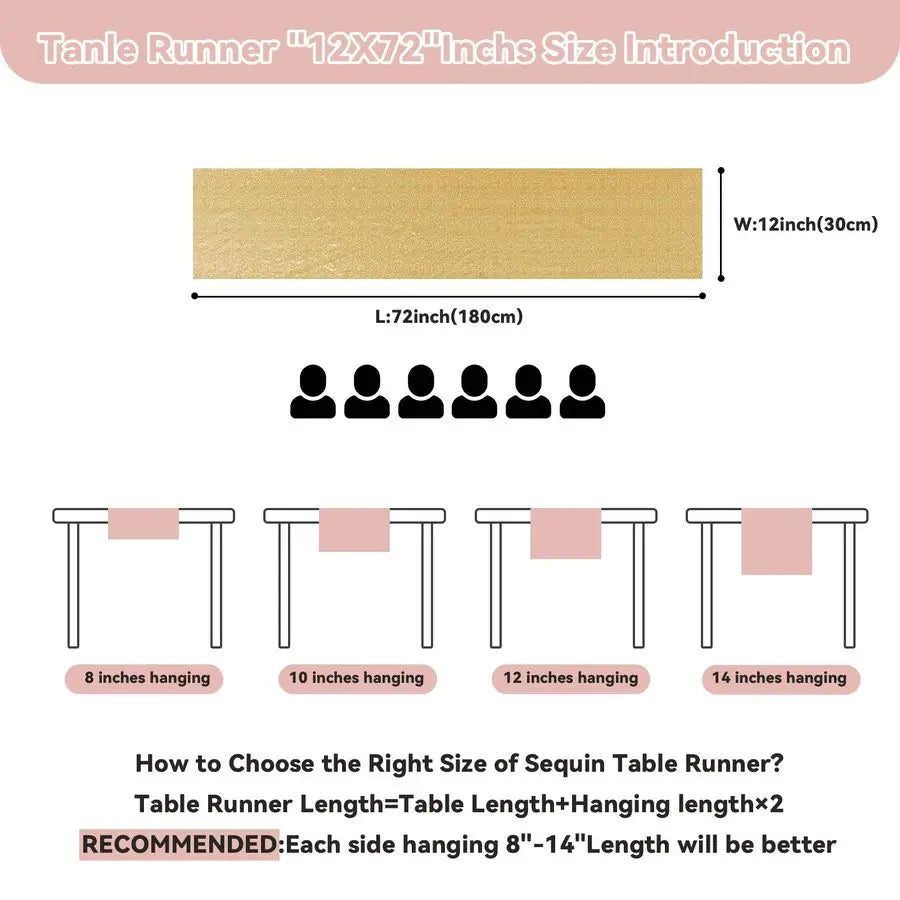 10 Packs 12 x 72 inches Sequin Table Runner, Glitter Gold Table Runner for Birthday Party Supplies Wedding Holiday Celebration E