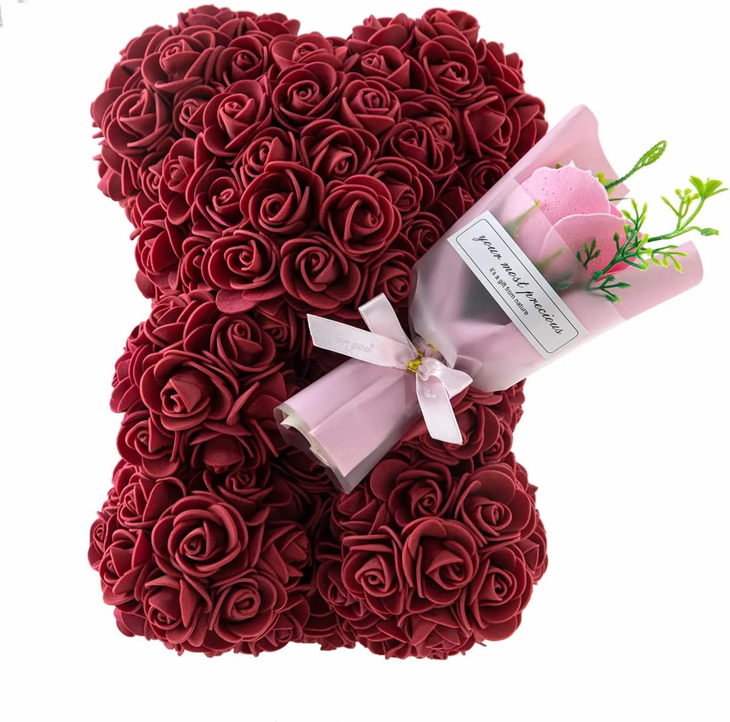 New Artificial Flower Eternal Rose Teddy Bear for Mom Mother's Day Birthday Valentine's Day Anniversary Gifts & Decorations