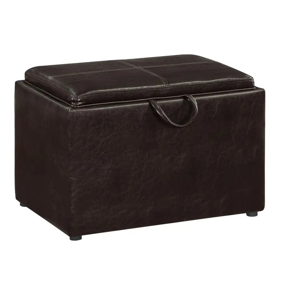 Designs4Comfort Accent Storage Ottoman 22.75 Modern Foot Stool with Decorative Tray for Living Room, Dining Room, Office, Den,