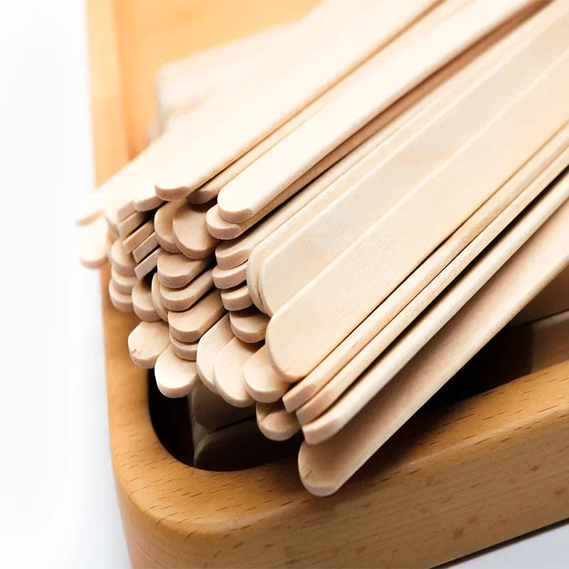 100pcs Ice Cream Popsicle Sticks Wooden Sticks Ice Cream Spoon Hand Crafts Art Ice Cream Lolly Cake Tools DIY Wooden Sticks