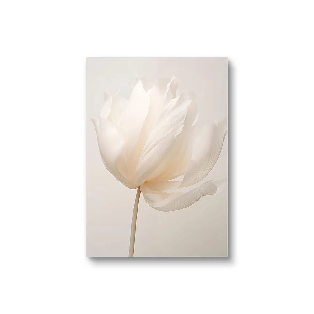 1PC/3PCS Frameless Nordic Beige Peony Flowers Canvas Painting Modern Floral Botanical Posters Aesthetic Wall Art Home Decoration