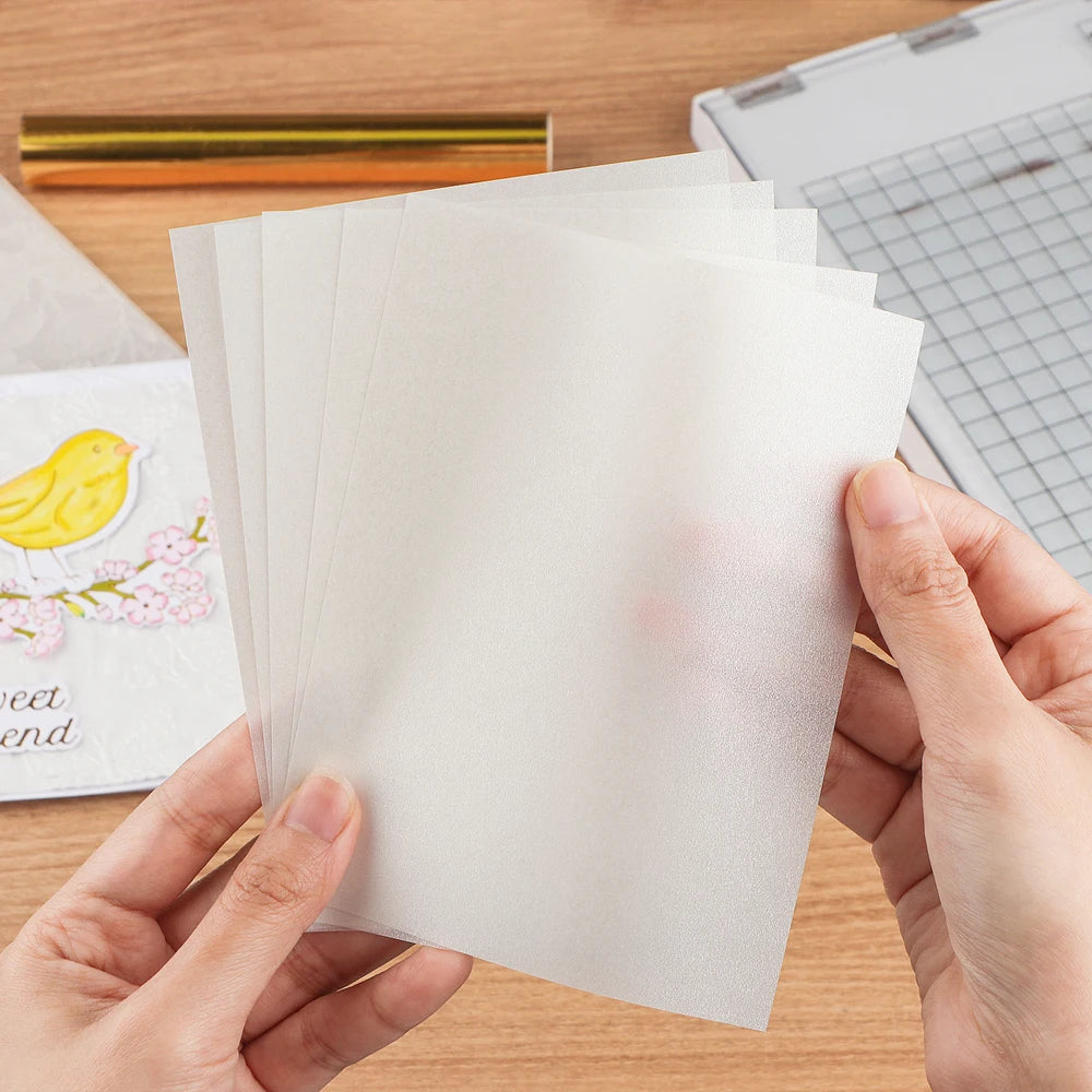 30pcs Colored Gold/Silver Frosted Smooth Vellum Paper Sheets Heat Resistant Translucent Tracing Paper For Embossing Card Making