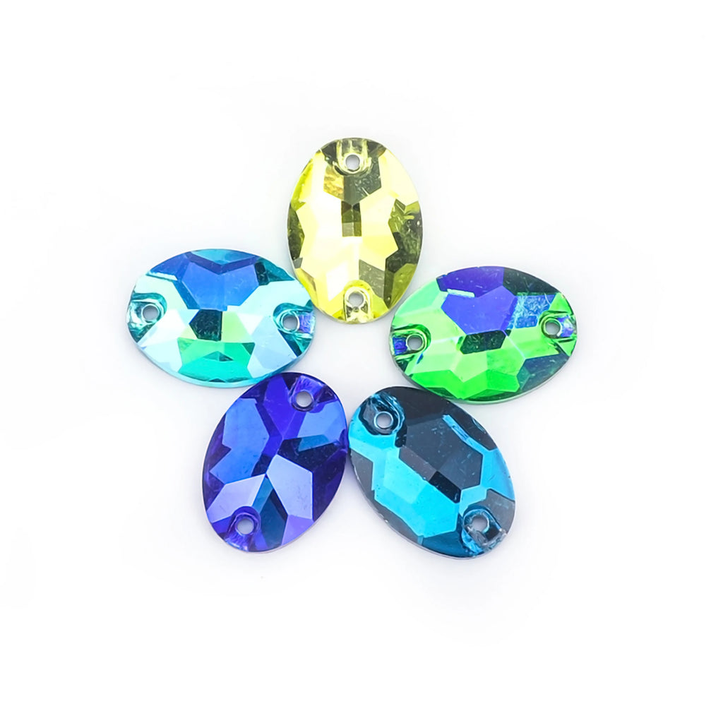 VC Oval Fine crystal AB rhinestone decoration flat back sewing 2 hole stone glass beads, can be used as DIY wedding decoration