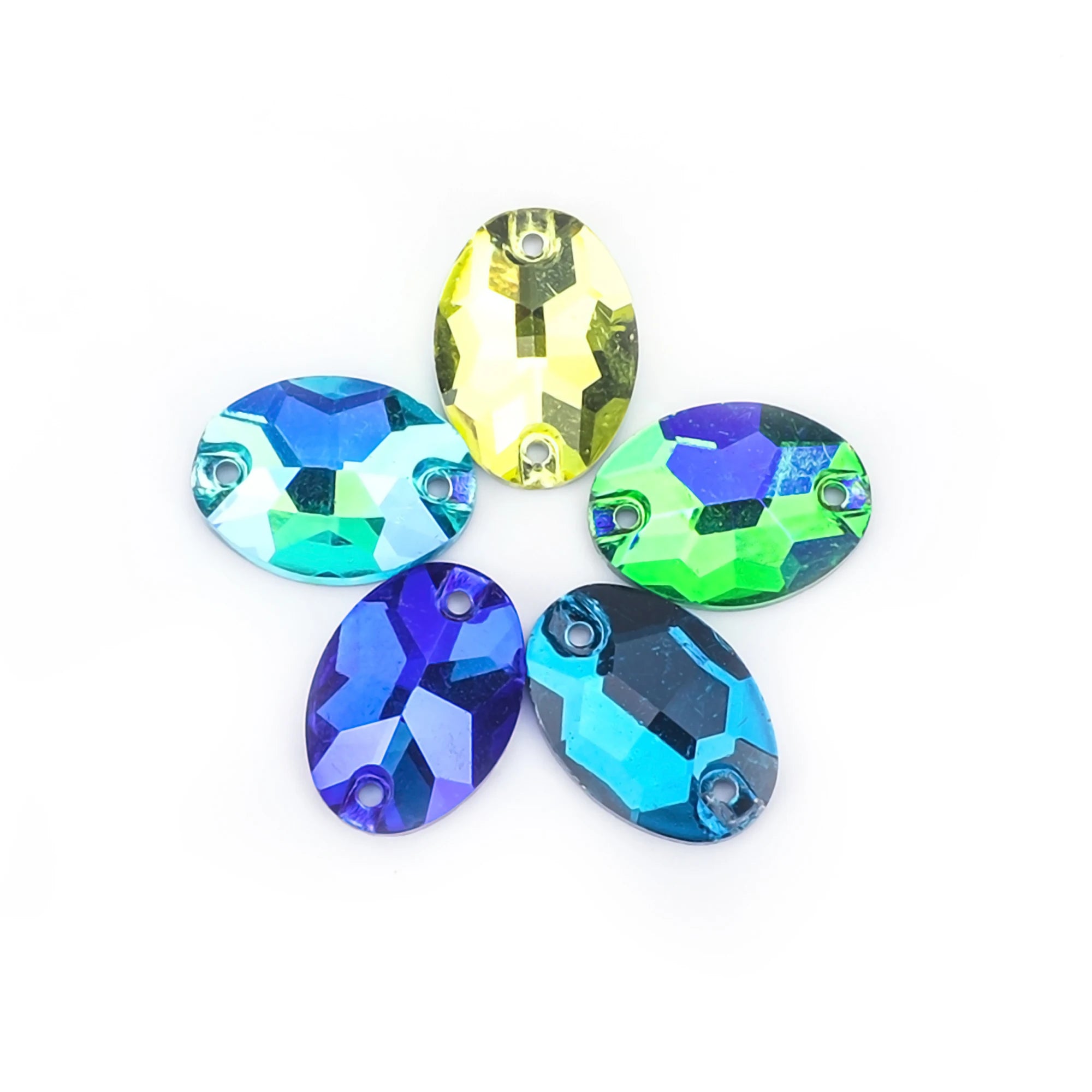 VC Oval Fine crystal AB rhinestone decoration flat back sewing 2 hole stone glass beads, can be used as DIY wedding decoration