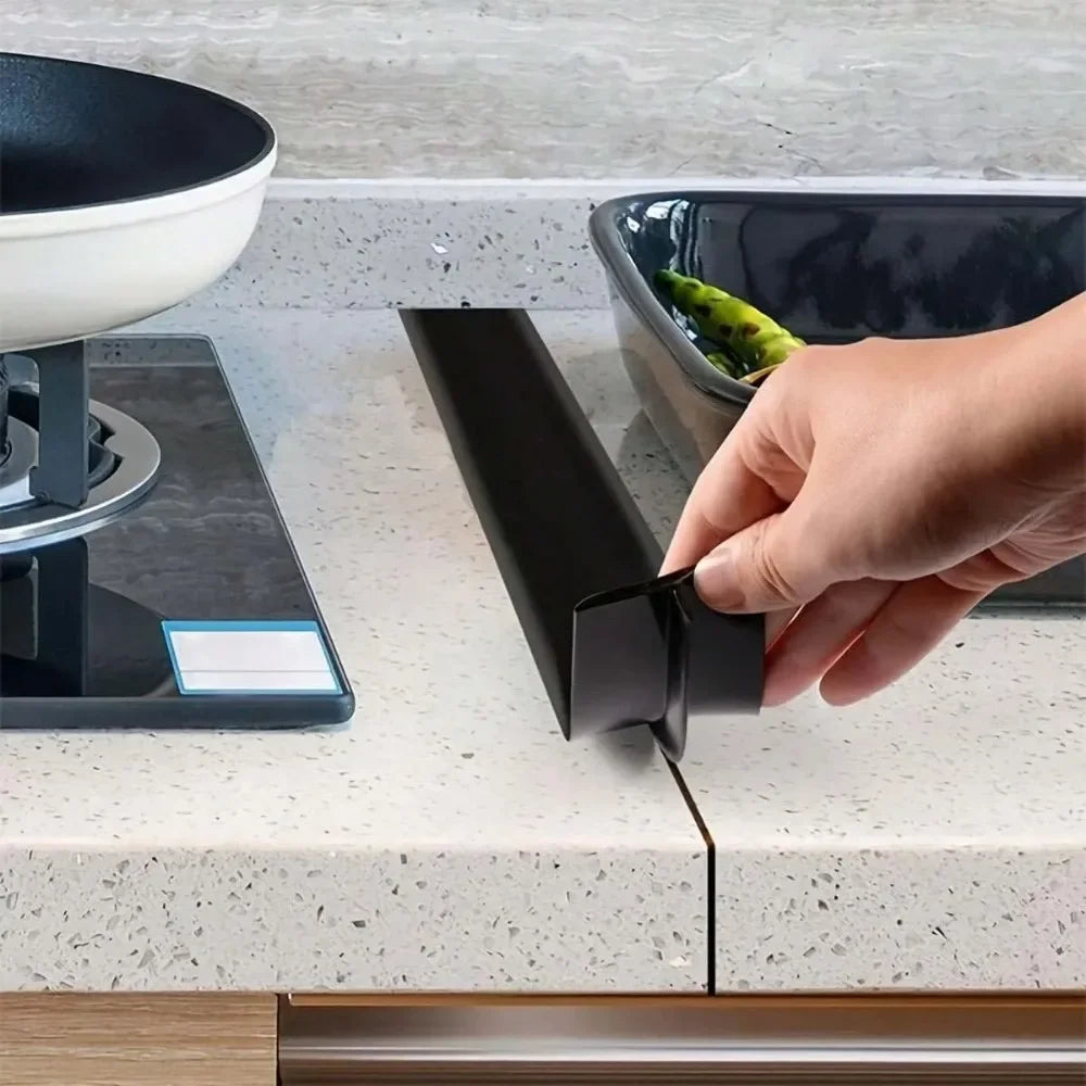 2PCS Kitchen Stove Gap Cover, PVC Self-Adhesive T-Shaped Seal Strip Oil Proof, for Countertop Sink Cabinet Gap Filler, Grey