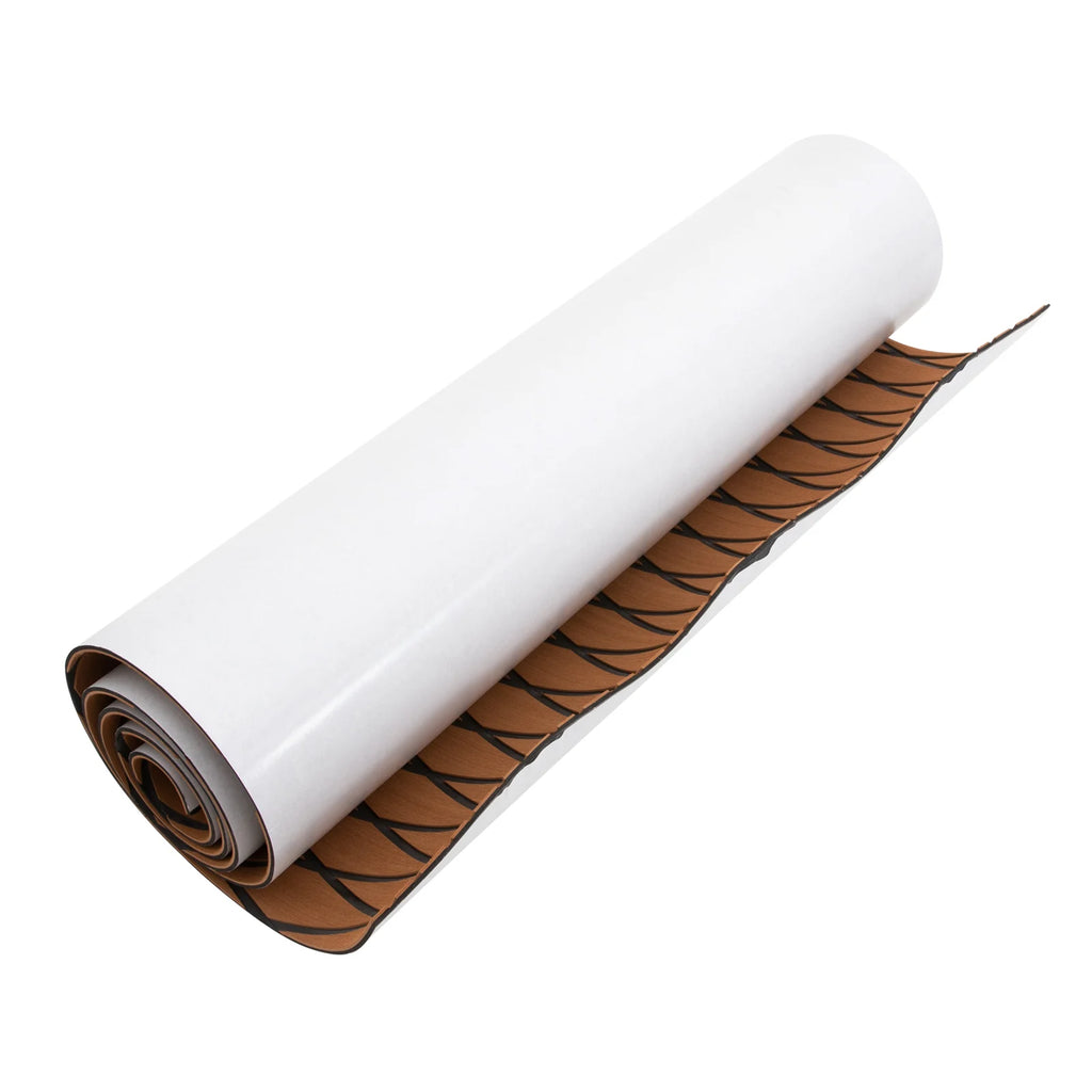 94"x35" Boat Non-Slip EVA Foam Decking Faux Teak Marine Self-Adhesive Mat for Motorboat RV Yacht Swimming Pool