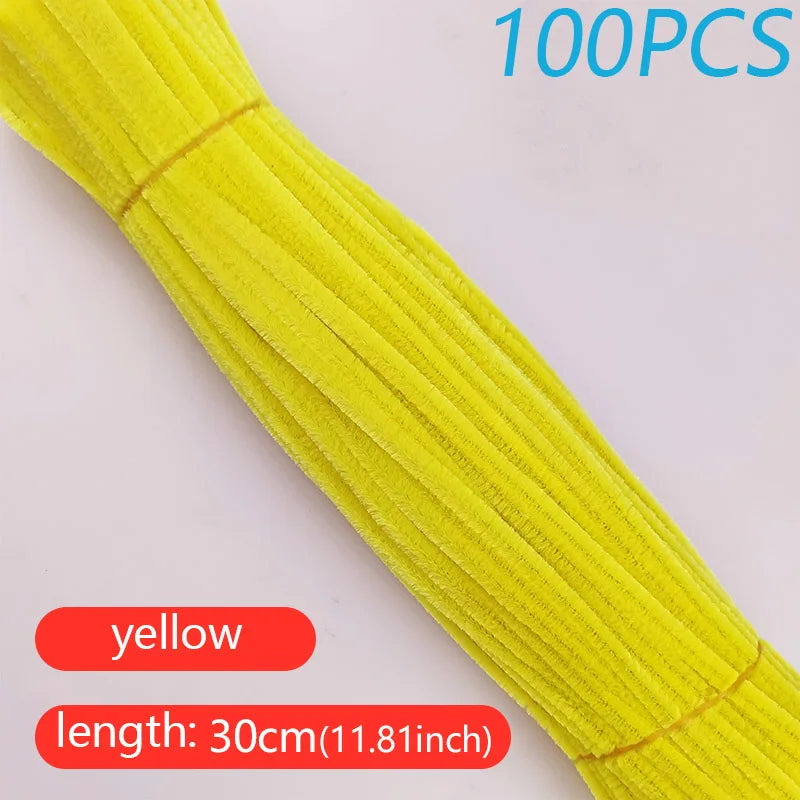 100PCS Colorful Twisted Rod DIY Handcraft Bar Wire Imaginative Wool Root Fluffy Bar Iron Wire Sticks Art Kids Educational Toys