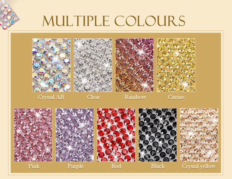 1 Roll Self Adhesive Crystal Rhinestone Strips Crystal Ribbon Bling Gemstone Sticker With 2mm Rhinestones For DIY Arts Crafts