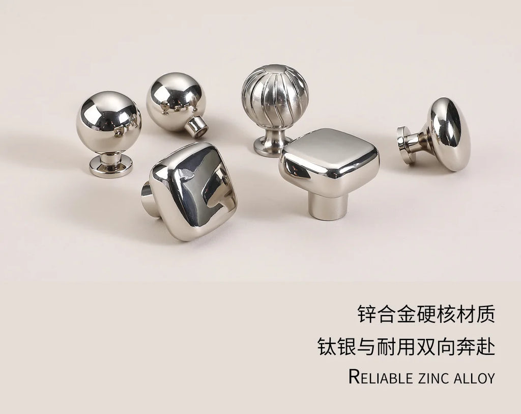Silver cabinet door handle creative wardrobe/cabinet/drawer knobs modern minimalist single-hole door pull furniture hardware