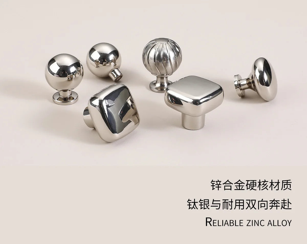 Silver cabinet door handle creative wardrobe/cabinet/drawer knobs modern minimalist single-hole door pull furniture hardware