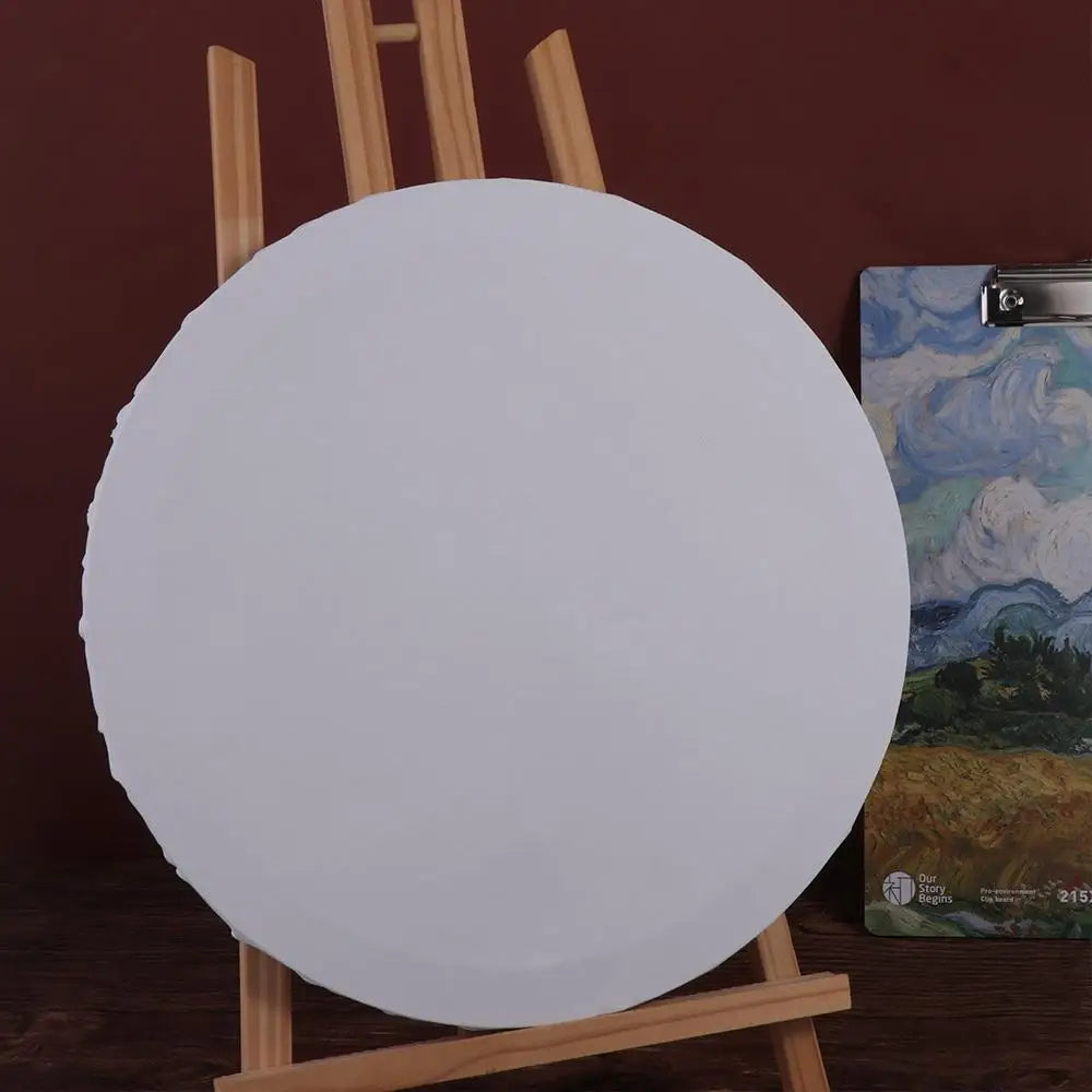 DIY Wooden Photo Frame Blank Round Canvas Board Oil Painting Panel Art Student Student Painter