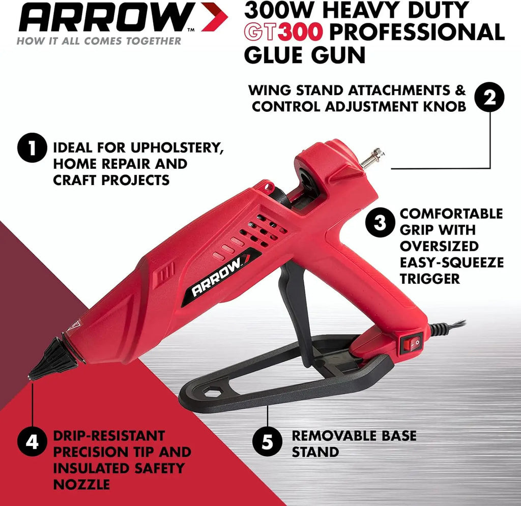300W Heavy Duty Electric Hot Melt Glue Gun for Crafts, Construction, and Woodworking Projects